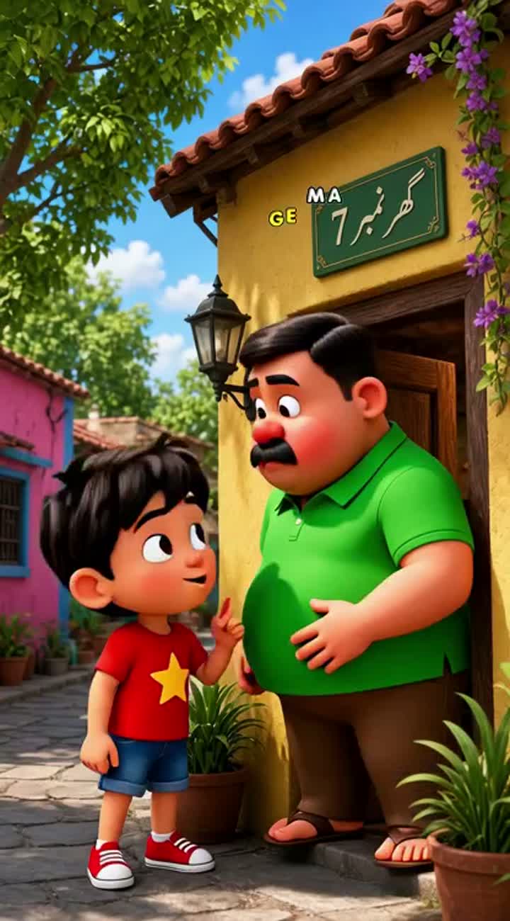 Funny 3D cartoon video about a naughty boy and a fat man having… — AI cartoon
