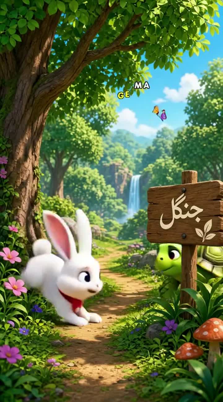 Colorful 3D animated cartoon story for children about "The Hare… — AI cartoon
