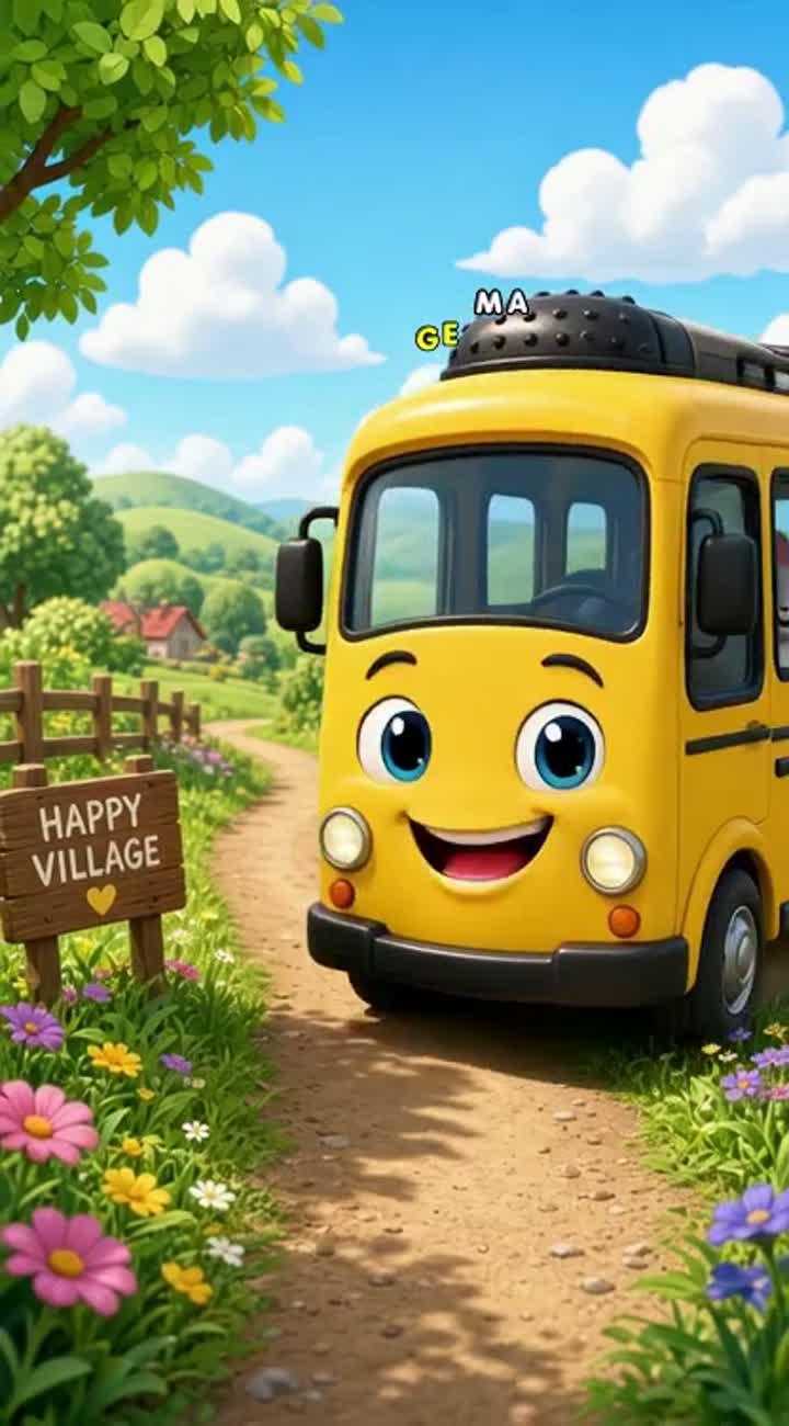 Original one-minute nursery rhyme called "Benny's Happy Bus Ride"… — AI cartoon