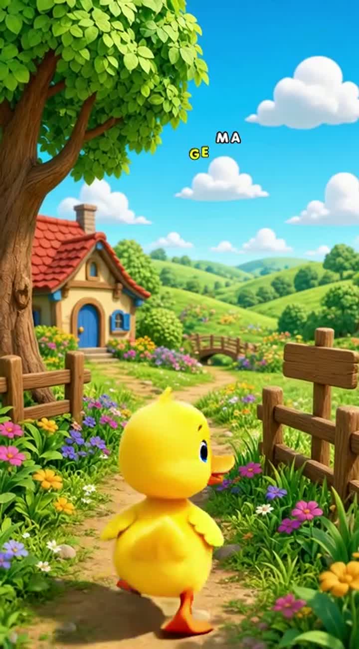 Cheerful 3D cartoon for preschool children about a little yellow… — AI cartoon