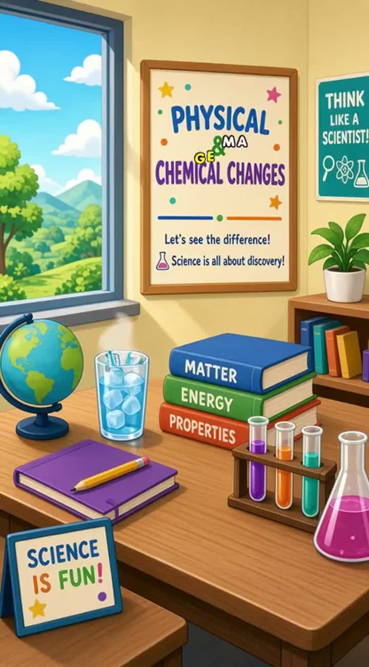Illustrating fifth-grade science concepts of physical and chemical… — AI cartoon