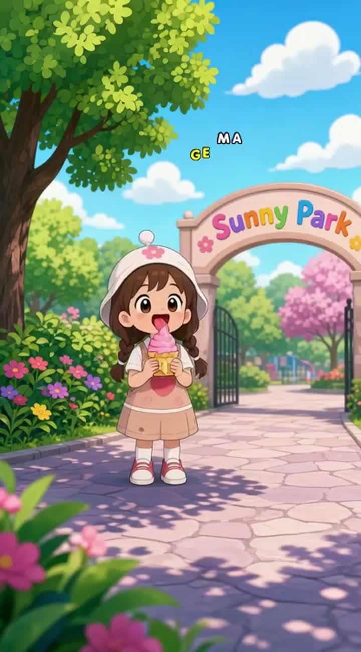 K Pop Rumi and derpytiger playing in the park and eating ice cream — AI cartoon