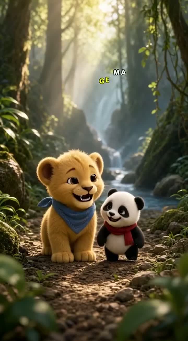 A tiny adorable golden lion cub named Leo, round face… — AI cartoon