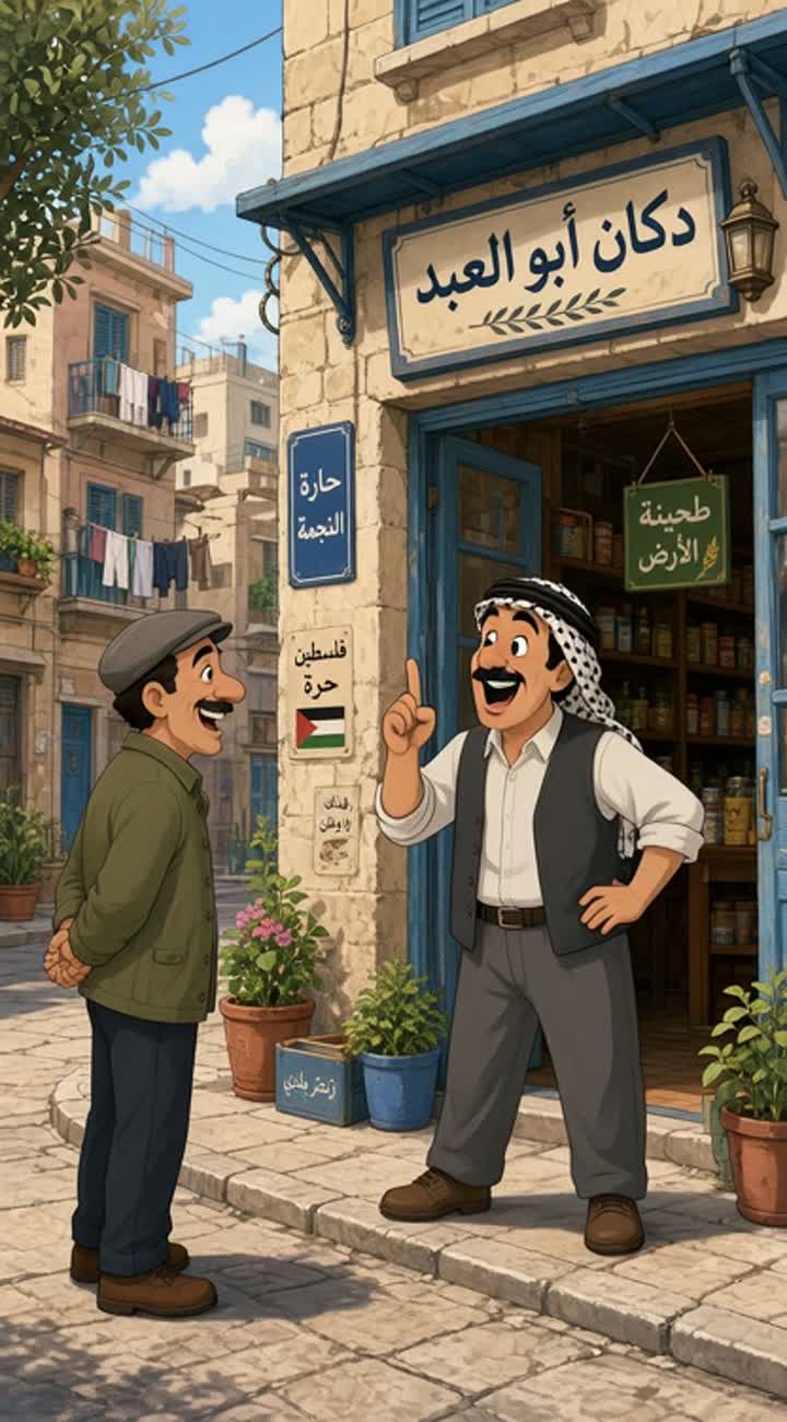 An original Palestinian neighborhood character named Abu Al-Abed… — AI cartoon