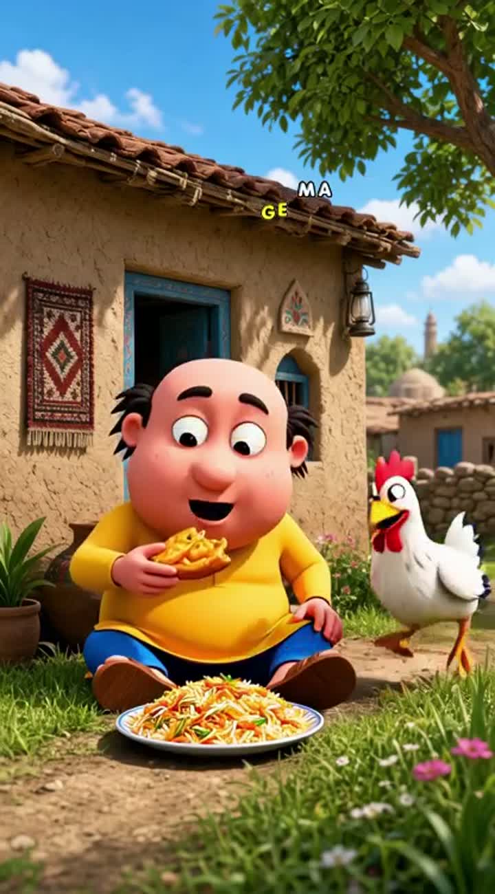 Motu Aur Chalak Murghi — AI cartoon