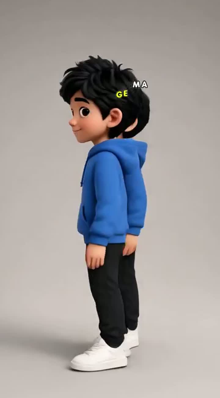 Original, adorable 3D cartoon boy character with big expressive… — AI cartoon