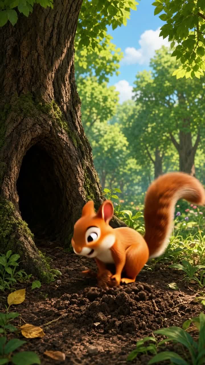 The Squirrel's Secret Treasure — AI cartoon