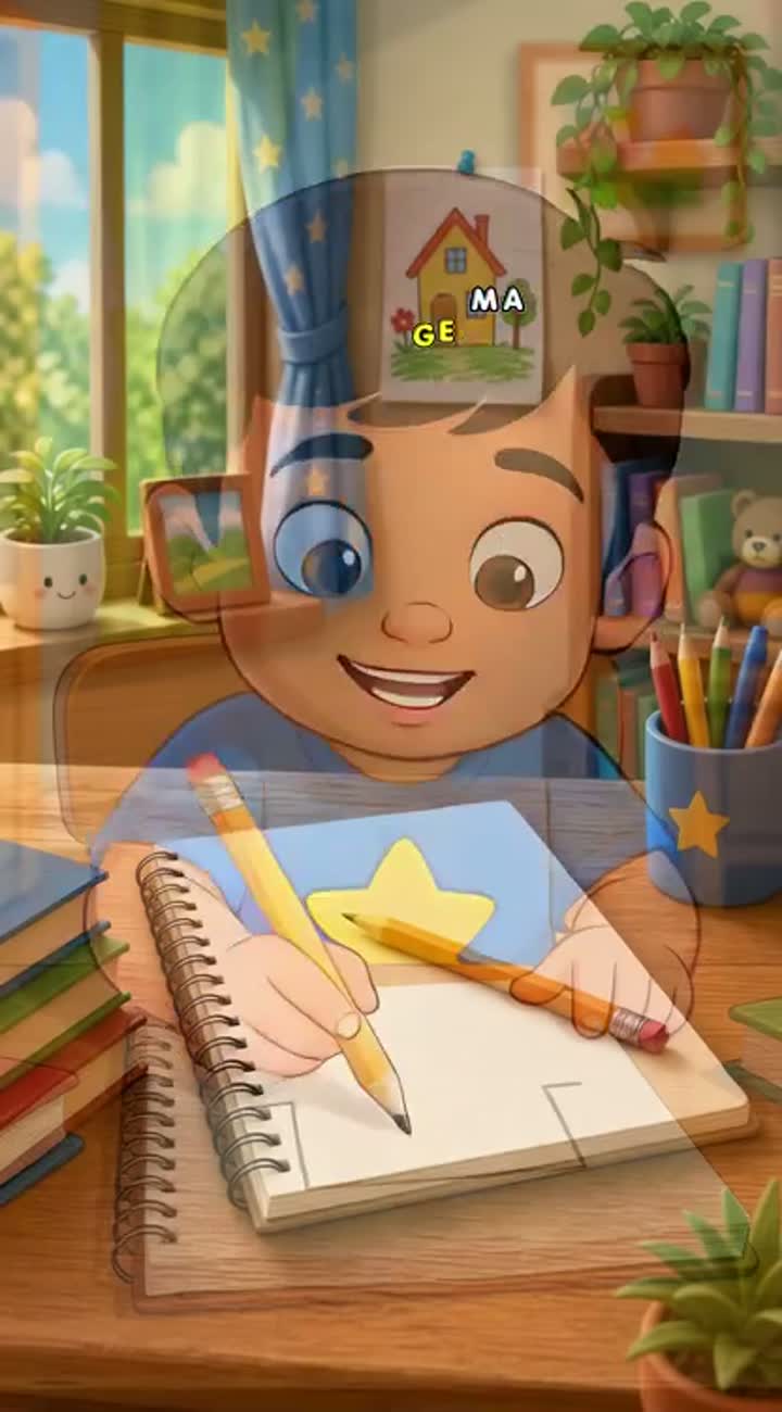 Narrator: "Ab ladke ne socha, kyun na ek bada sa ghar bana loon? — AI cartoon