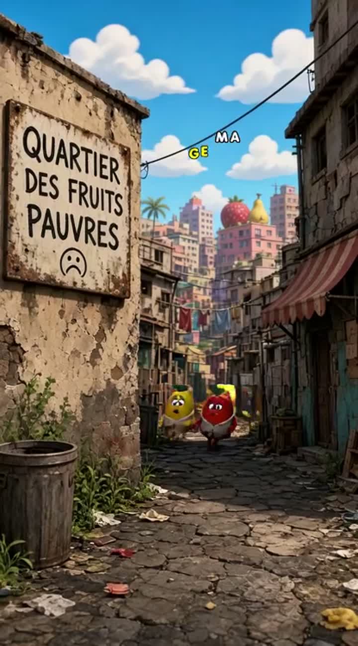 Des fruits pauvres qui doivent avoir de l'argent et à la fin ils… — AI cartoon