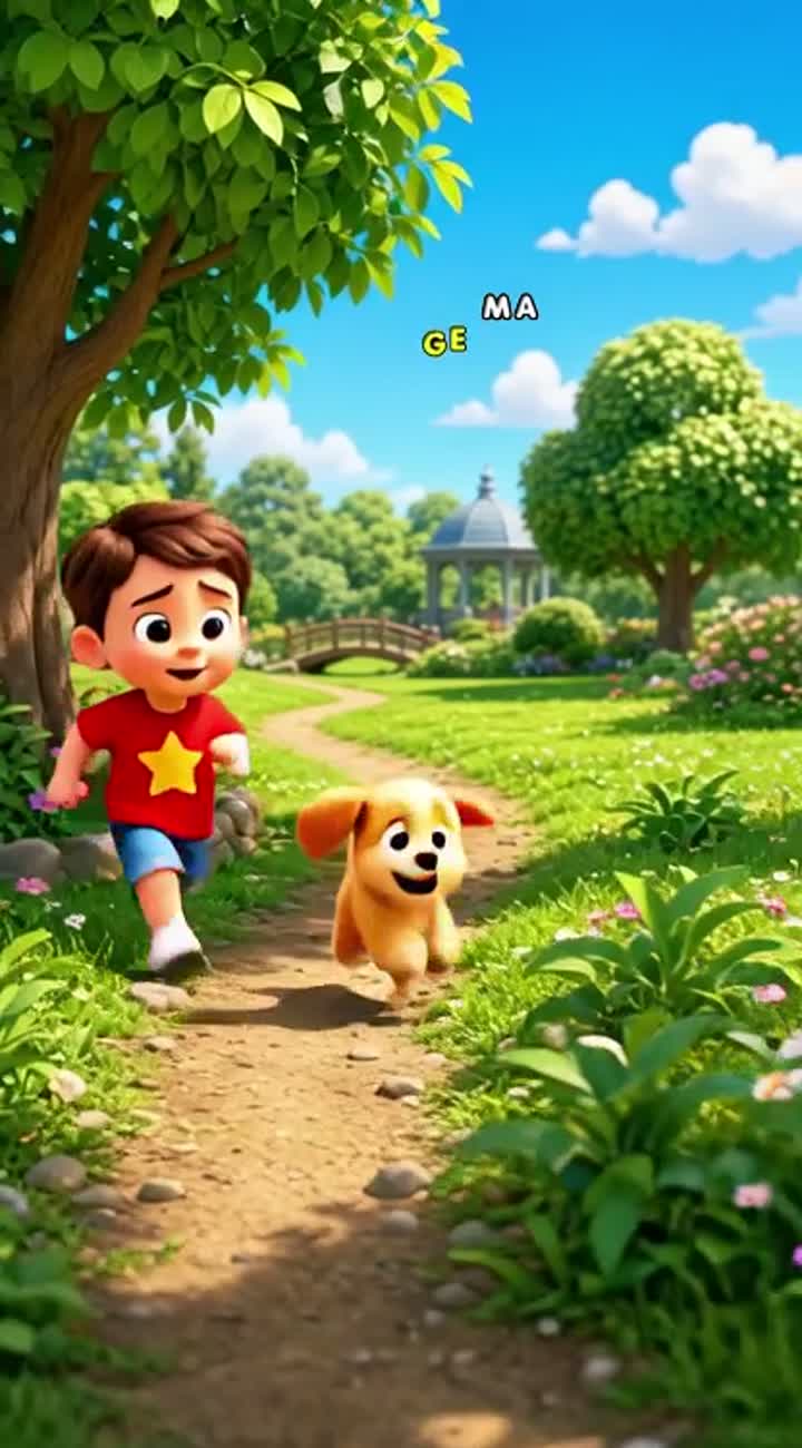 Short 3D cartoon video about a little boy named Ali and his cute puppy — AI cartoon