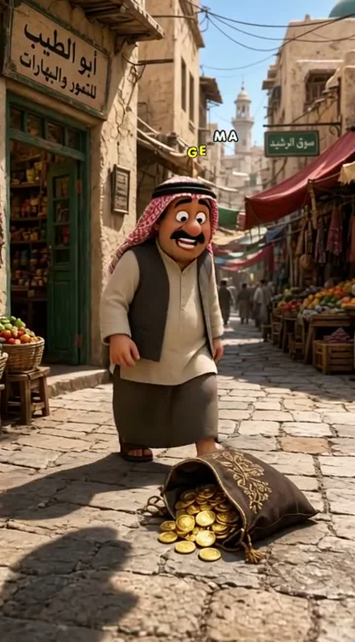 Hilarious 3D animated cartoon in Iraqi Arabic dialect… — AI cartoon