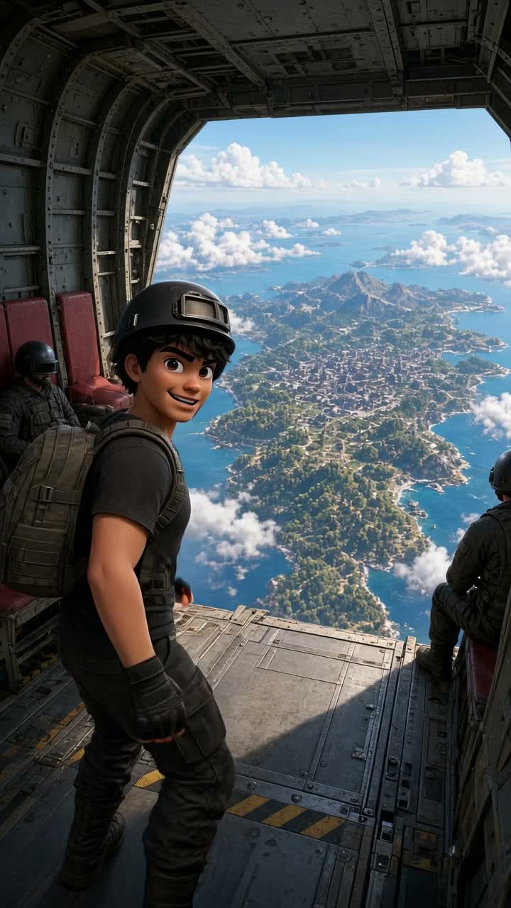 A vibrant, colorful 3D cartoon inspired by PUBG Mobile… — AI cartoon