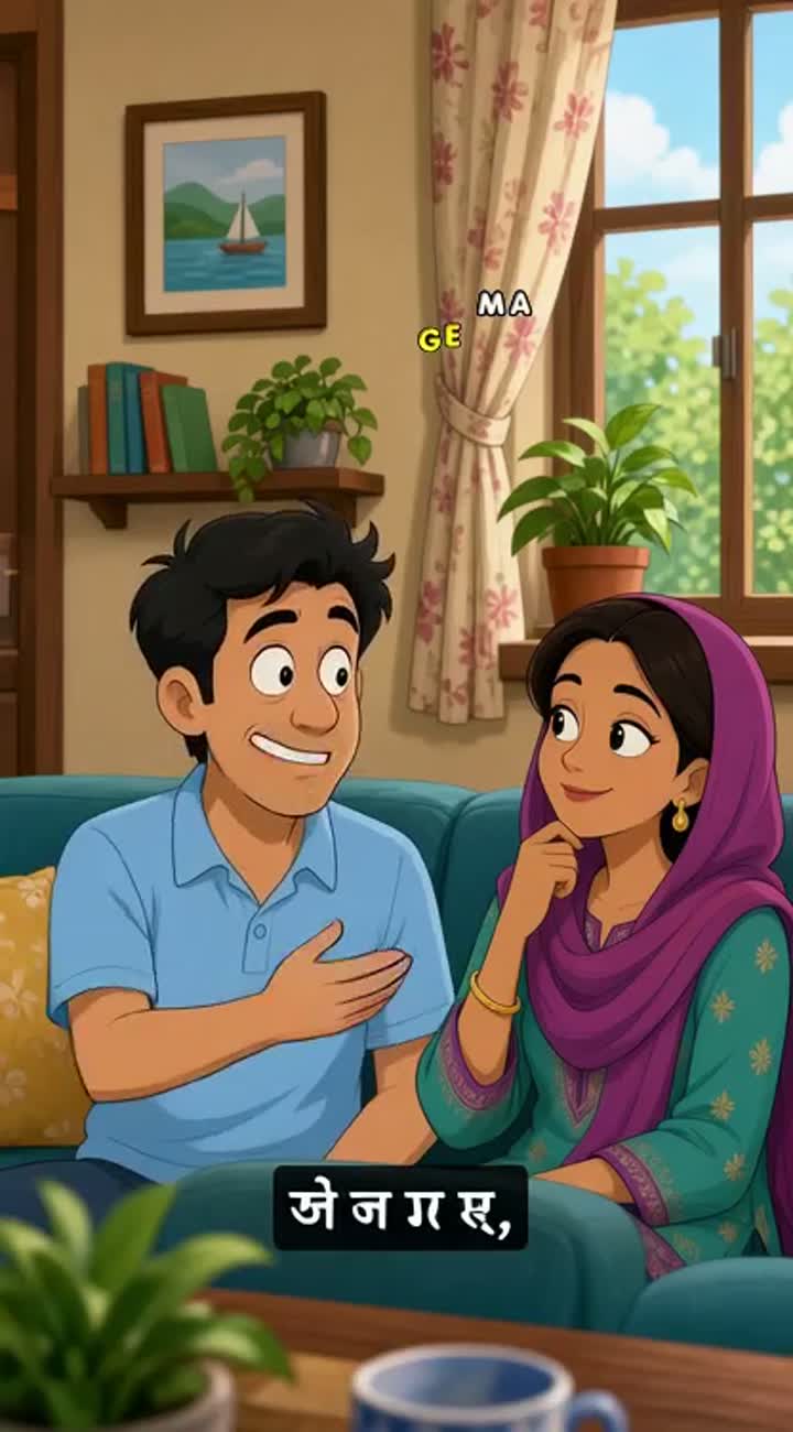 Husband: a funny adult man wearing a simple shirt — AI cartoon