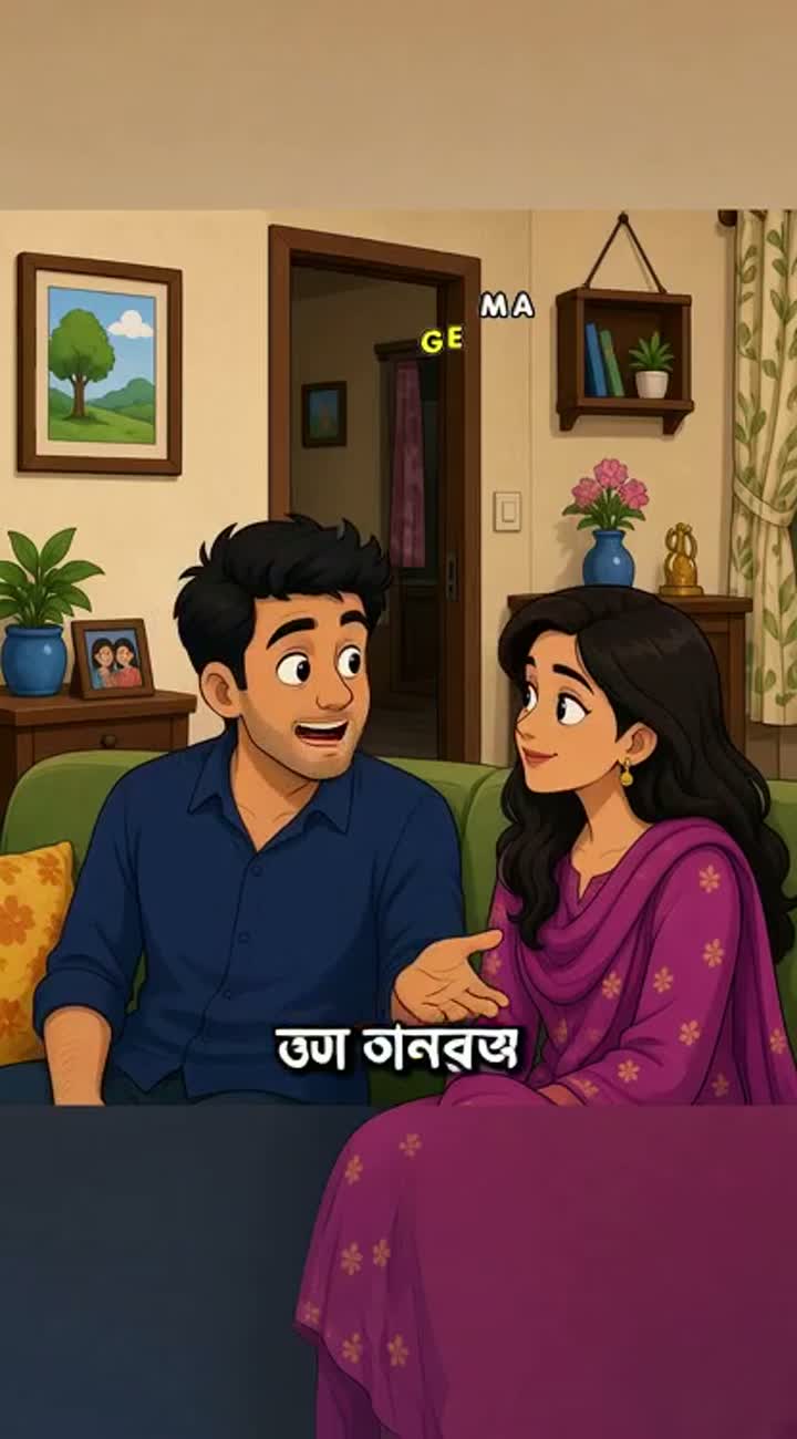 Funny 2D cartoon about a husband and wife — AI cartoon