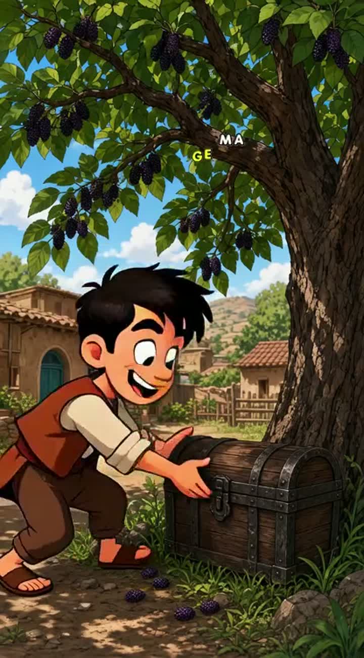 Funny 2D cartoon story set in a traditional Iranian village — AI cartoon