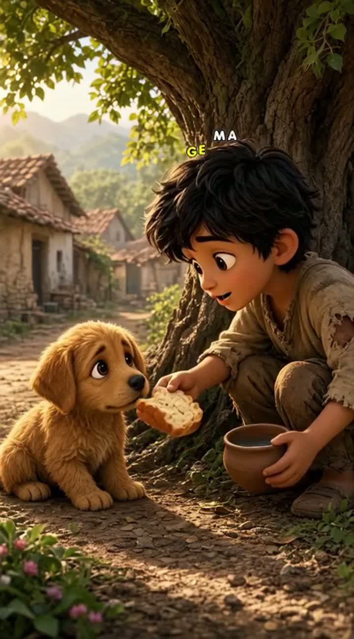 Scene in a small village — AI cartoon