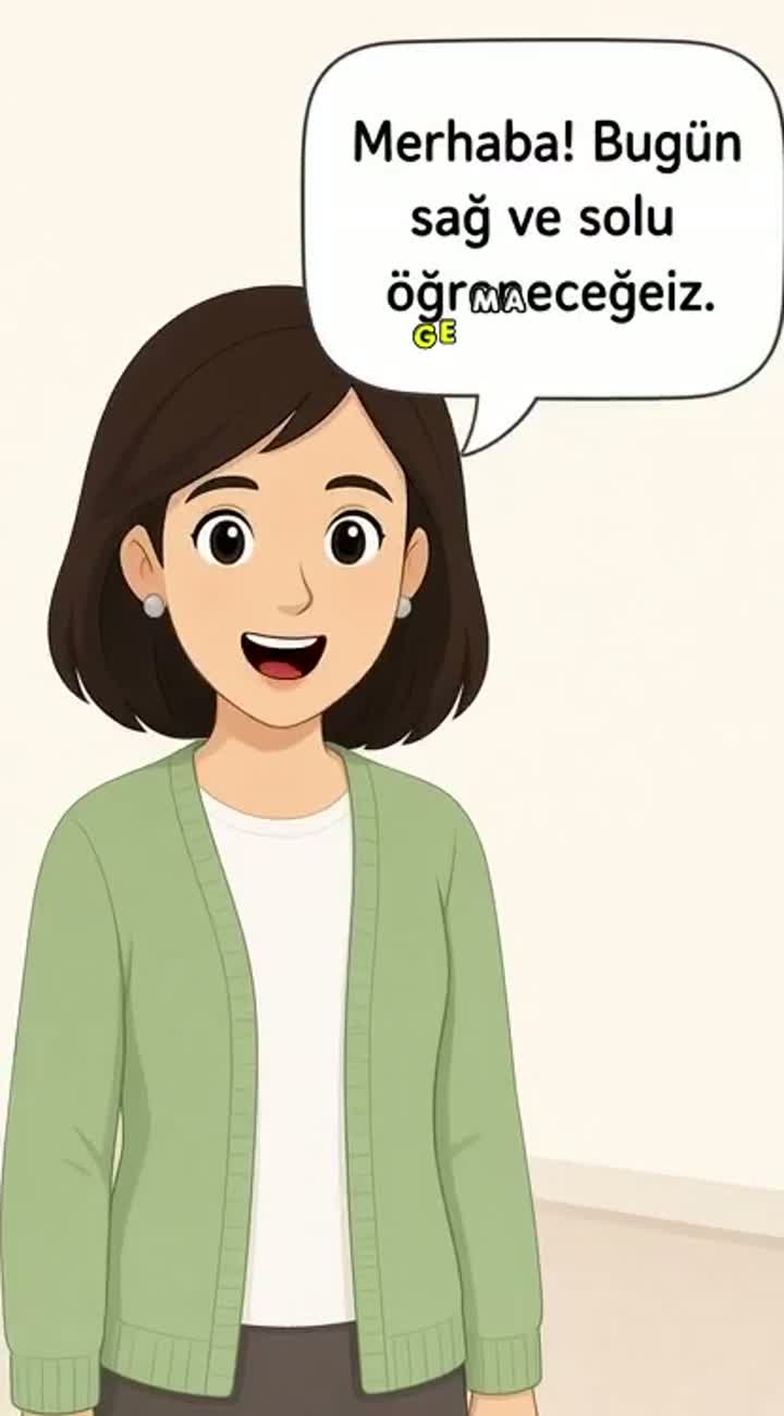 Orta düzey otizmli bir çocuğa "sağ" ve "sol" kavramlarını öğretmek… — AI cartoon
