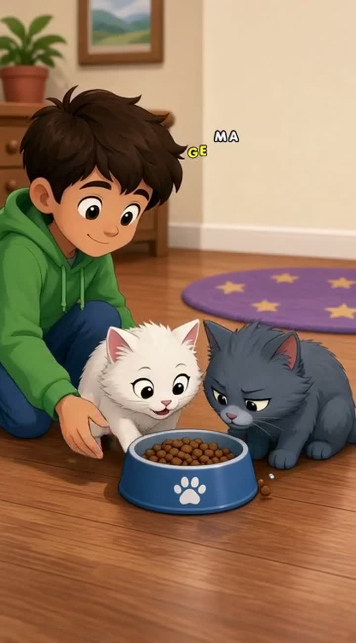 Use the provided Vinny, Snowy and Mavi character references — AI cartoon