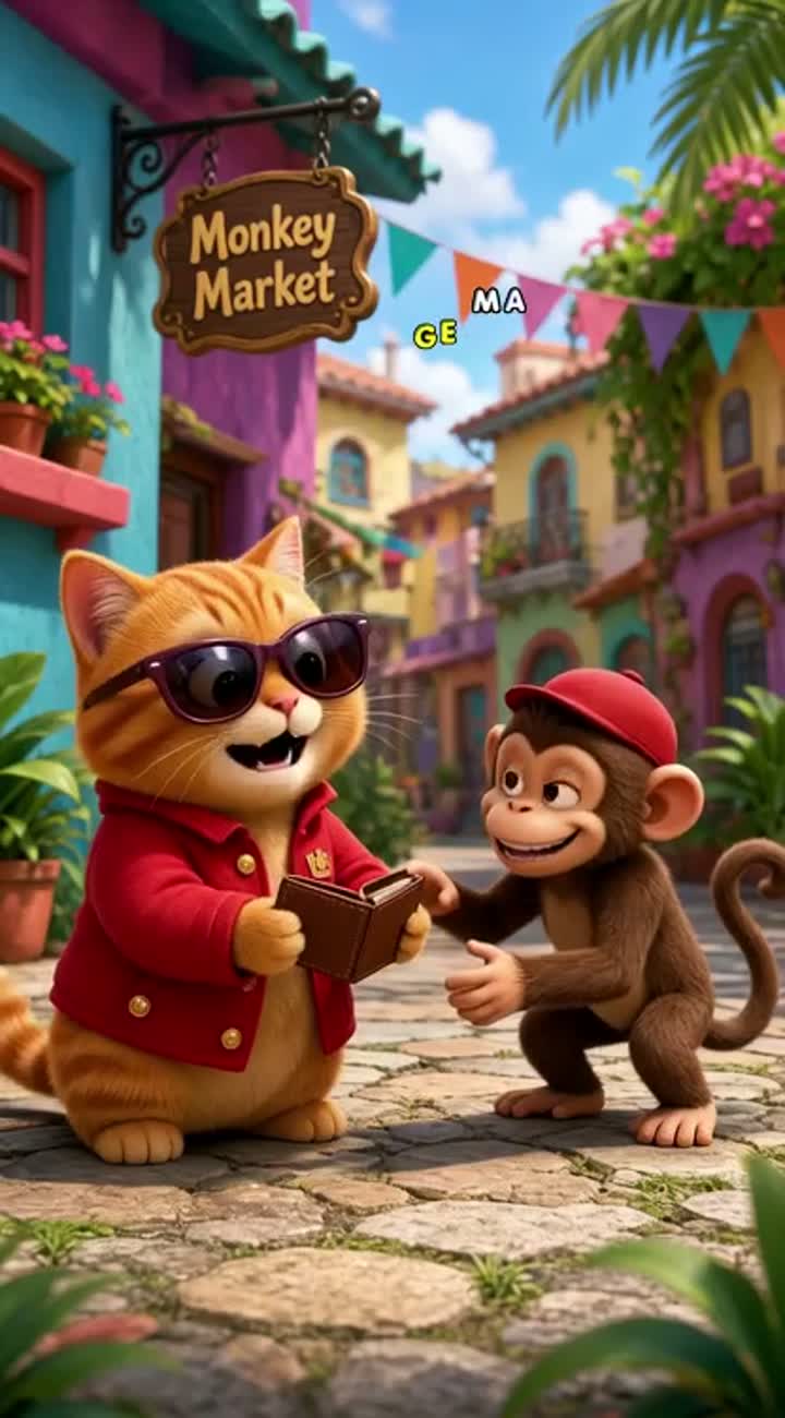 A funny, cute 3D cartoon cat wearing oversized sunglasses… — AI cartoon