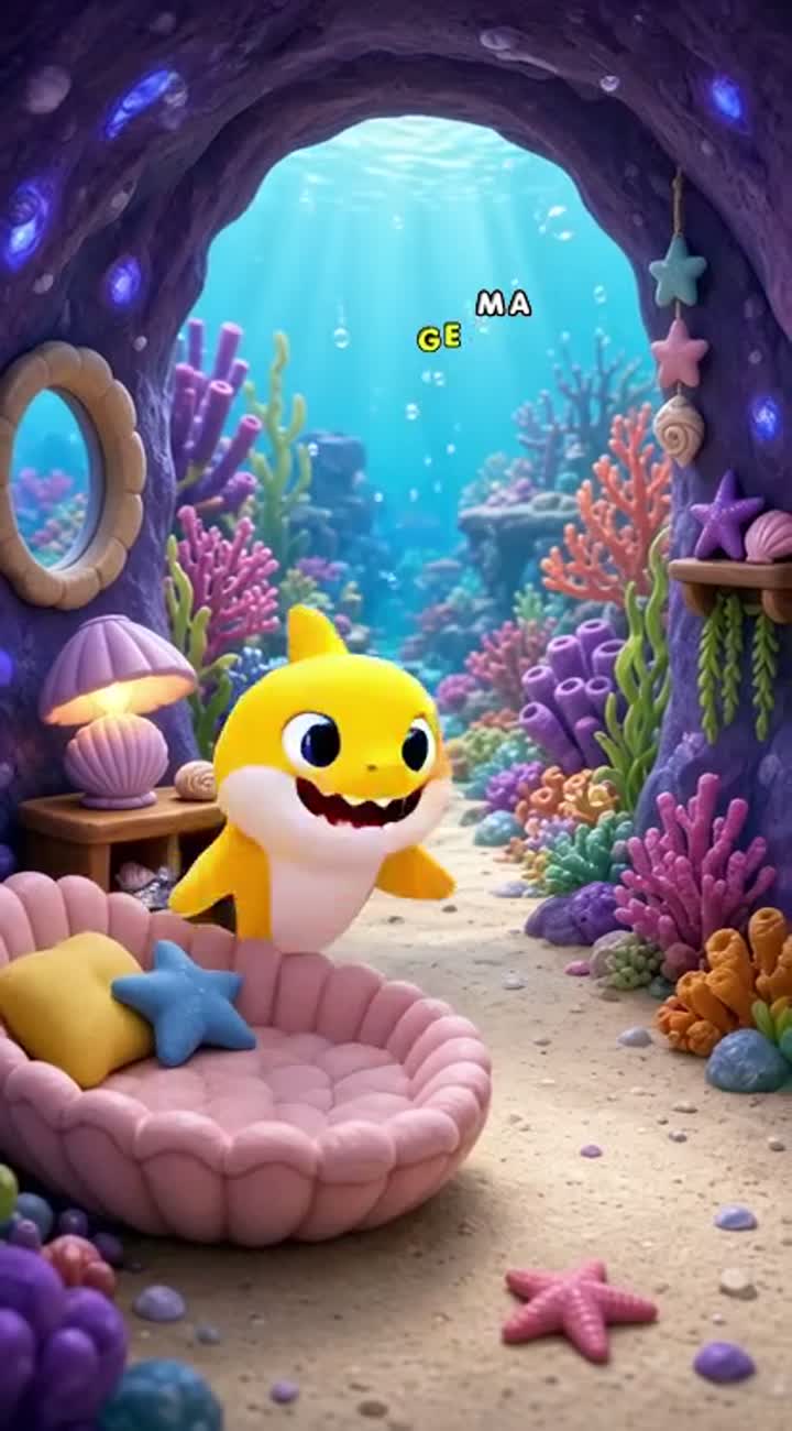 Bright, colorful 3D animated children's cartoon called "Underwater… — AI cartoon