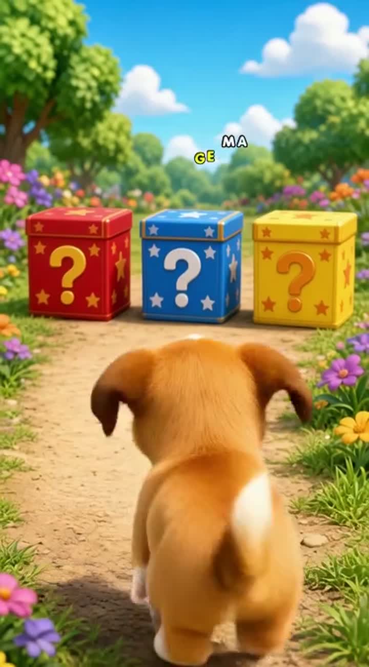 THE PUPPY & THE MYSTERY BOXES — AI cartoon