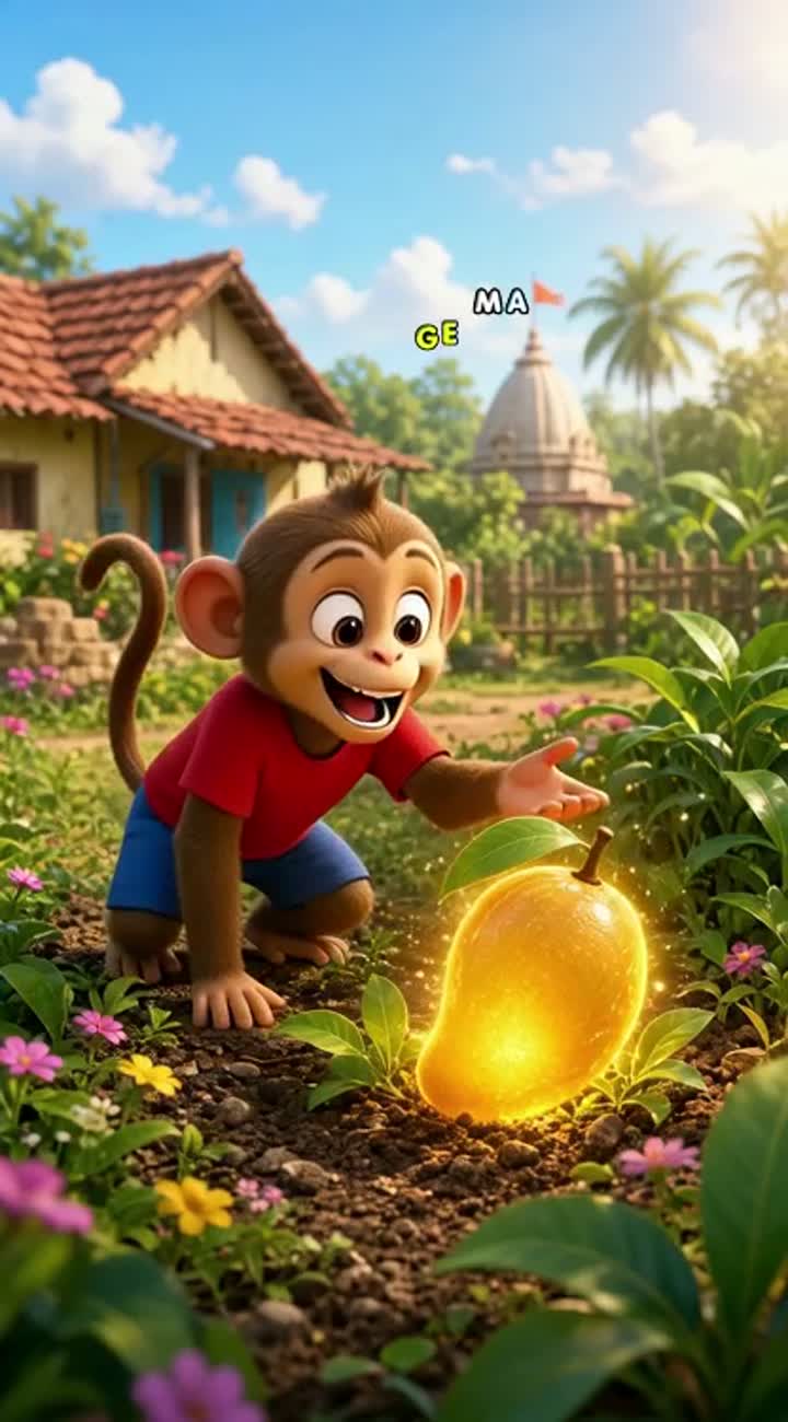 Colorful 3D animated cartoon about a cute little monkey who lives… — AI cartoon