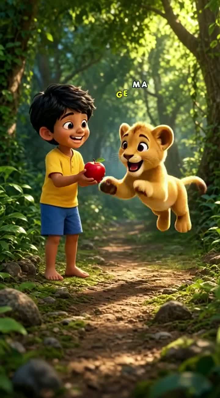 Beautiful 3D animated cartoon scene featuring a cute Indian… — AI cartoon