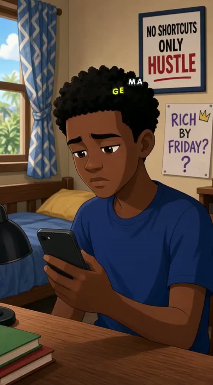 The Boy Who Wanted to Be Rich by Friday — AI cartoon
