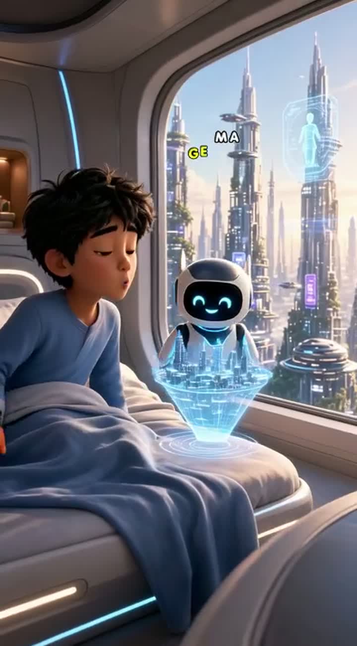 In a single continuous cinematic shot, 12-year-old Emir… — AI cartoon