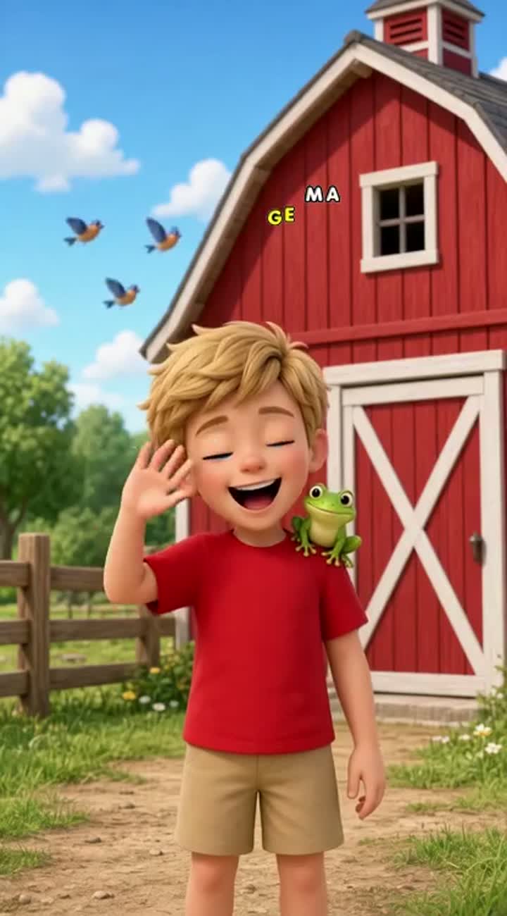 Colorful 3D children's cartoon: A smiling 7-year-old blond boy… — AI cartoon