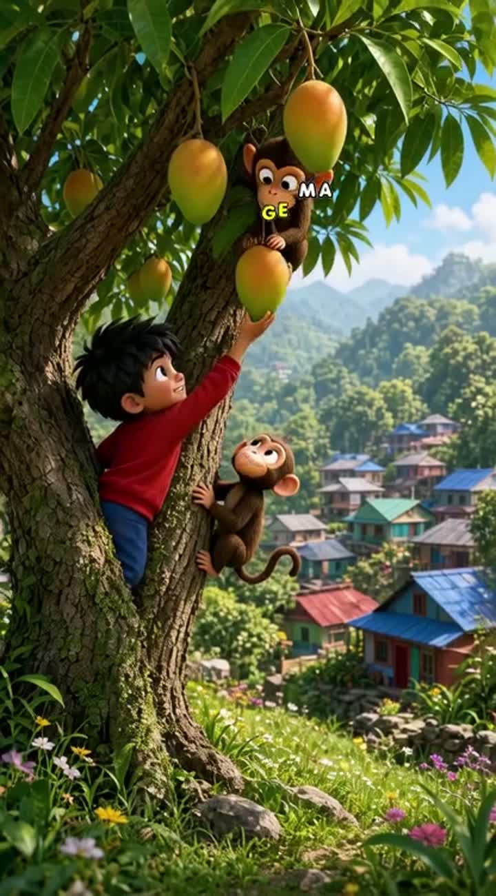 Funny 3D cartoon animation of a naughty little boy living… — AI cartoon