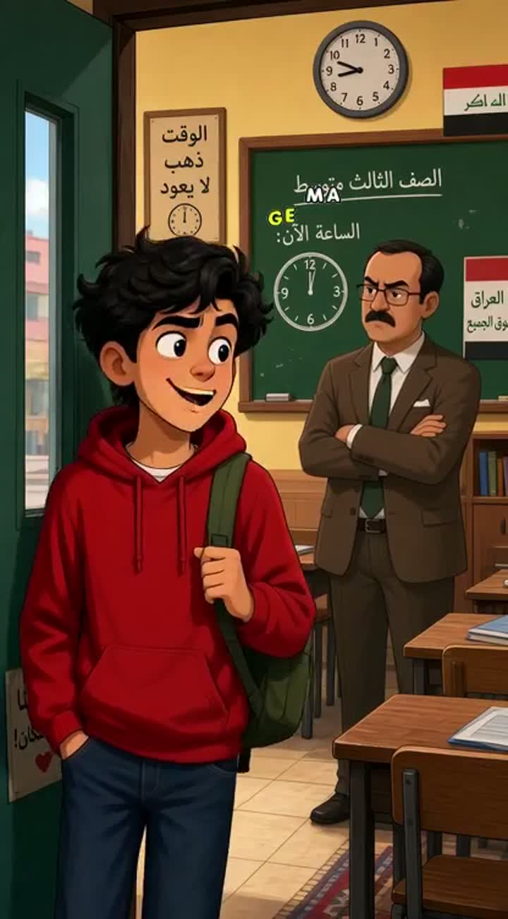 Funny Iraqi cartoon animation in vertical 9:16 format… — AI cartoon