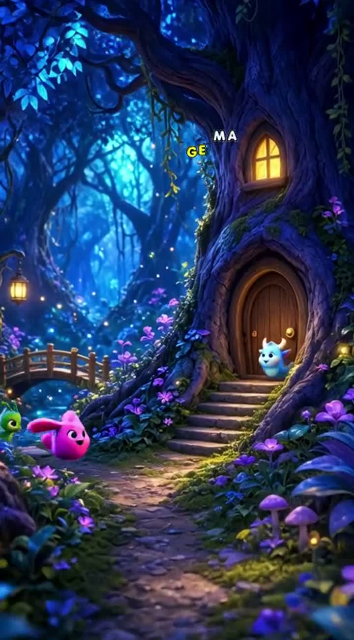 Cute colorful fantasy characters with big expressive eyes… — AI cartoon