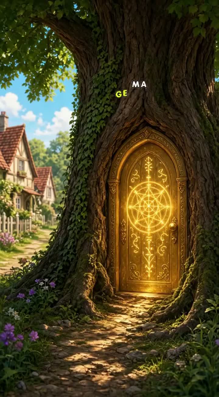 The Magical Golden Door — AI cartoon