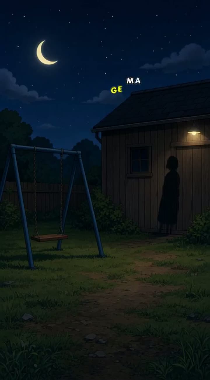 One night at 12 o'clock I was playing in the yard with my friends — AI cartoon