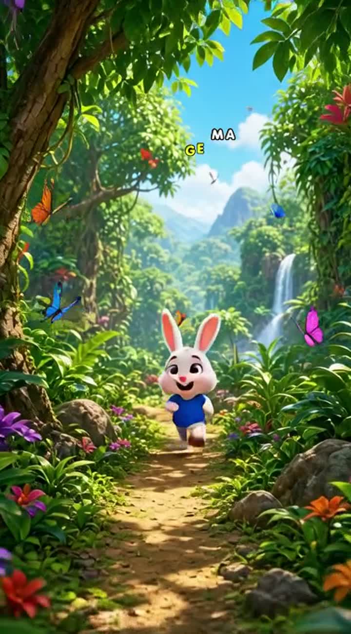 In a beautiful, colorful jungle on a bright morning… — AI cartoon