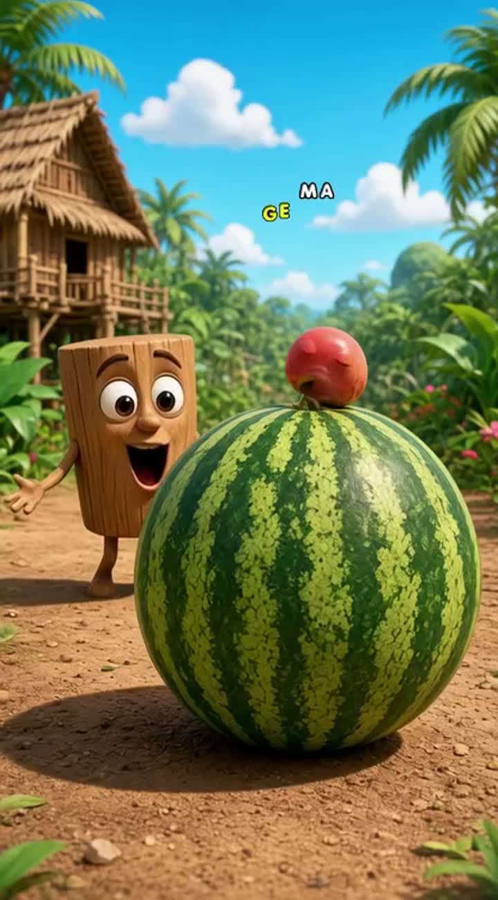 Funny 3D cartoon brainrot character shaped like a wooden drum… — AI cartoon