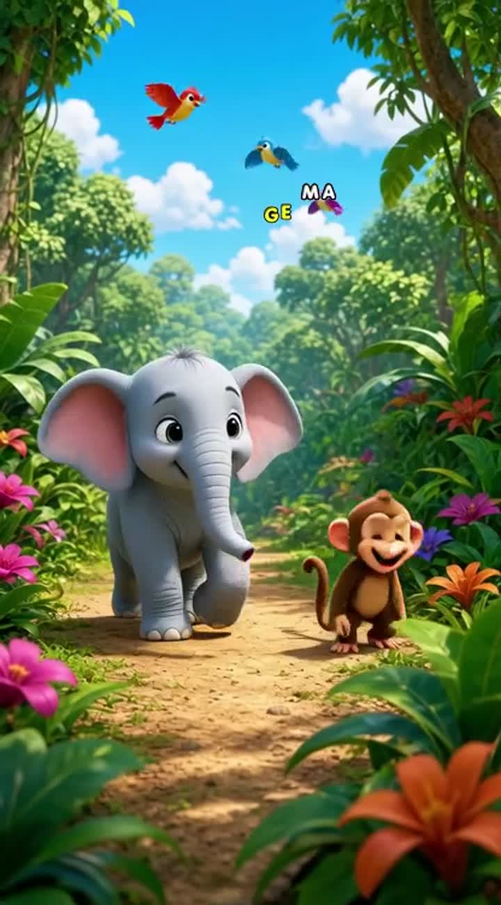 Cute 3D cartoon baby elephant — AI cartoon