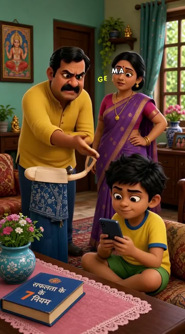 Funny 3D cartoon comedy video featuring three original Indian… — AI cartoon