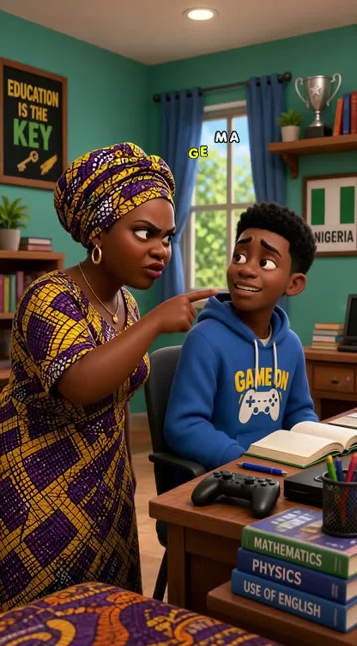 Funny 3D African cartoon about a Nigerian mother catching… — AI cartoon