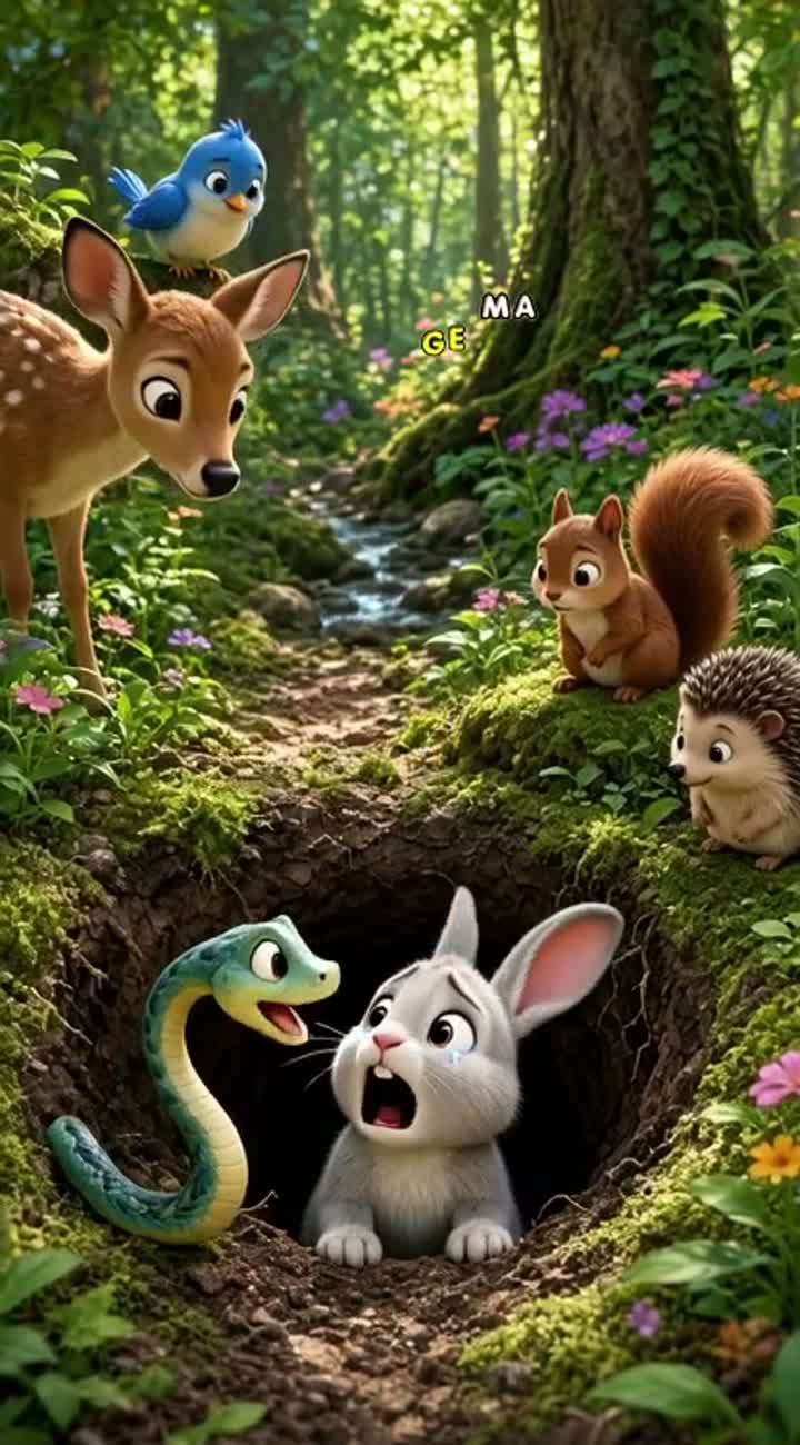 Single continuous 3D animated cartoon shot set in a beautiful… — AI cartoon