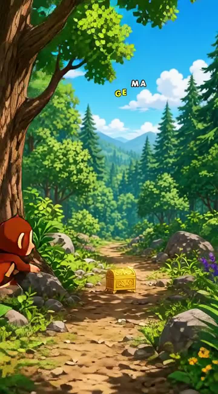 One day, a little monkey named Max found a glowing golden box… — AI cartoon