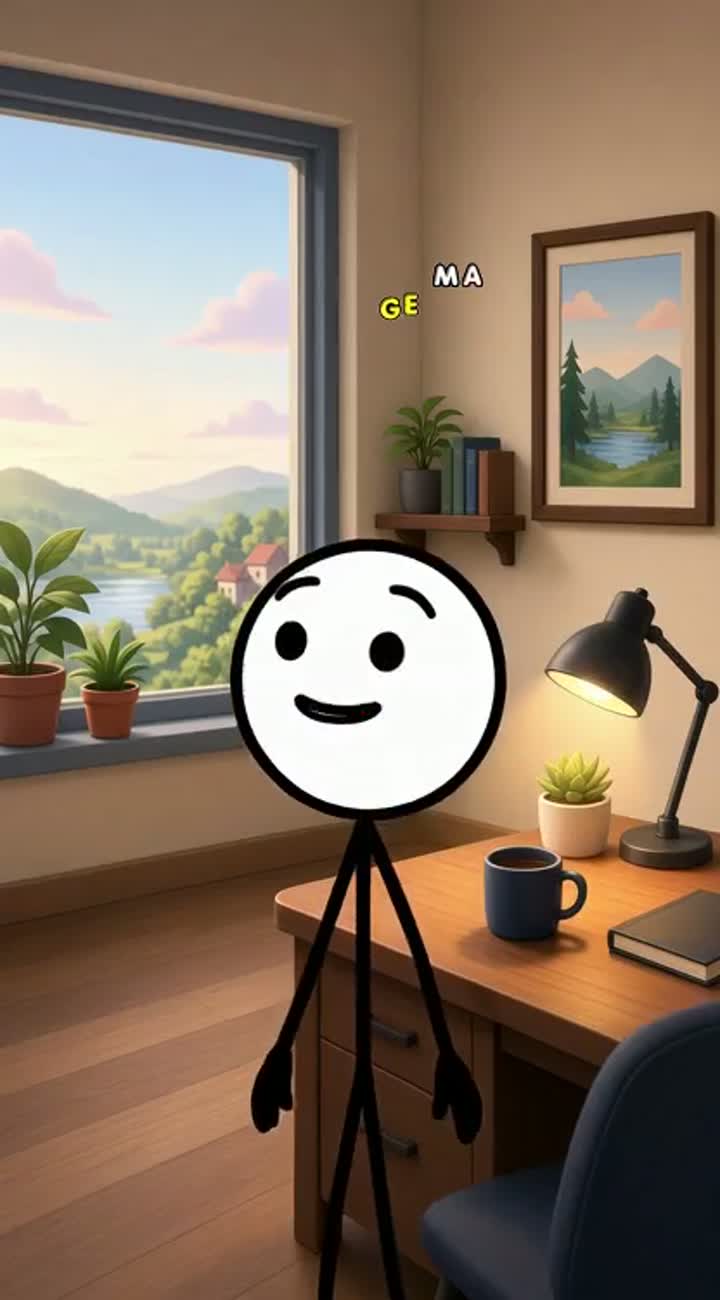 A 2D 10 animation of a stickman character explaining life… — AI cartoon