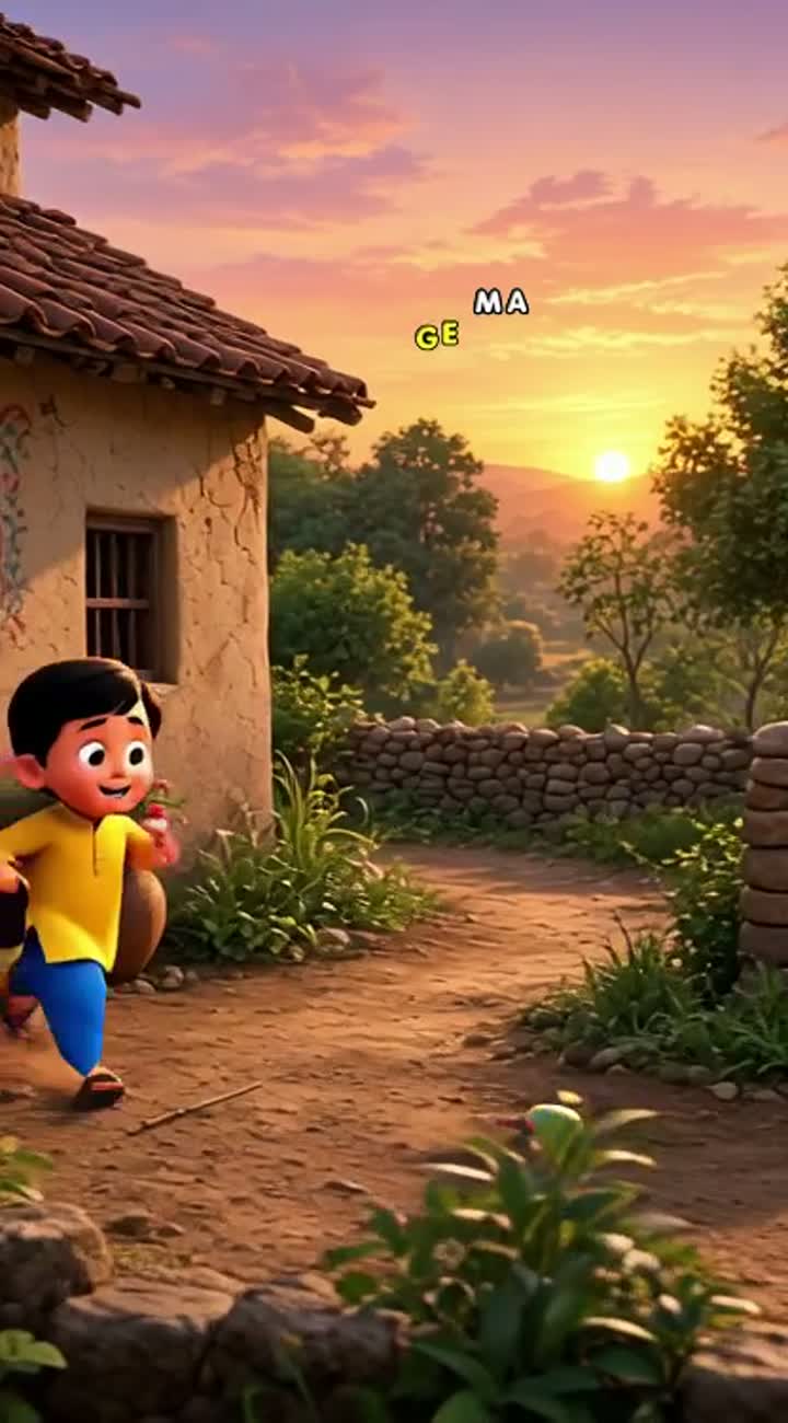 High-quality 3D animated Urdu cartoon movie set in a beautiful… — AI cartoon