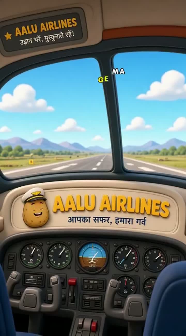 Aalu is pilot and tamatar is co-pilot in aalu airlines shorts… — AI cartoon