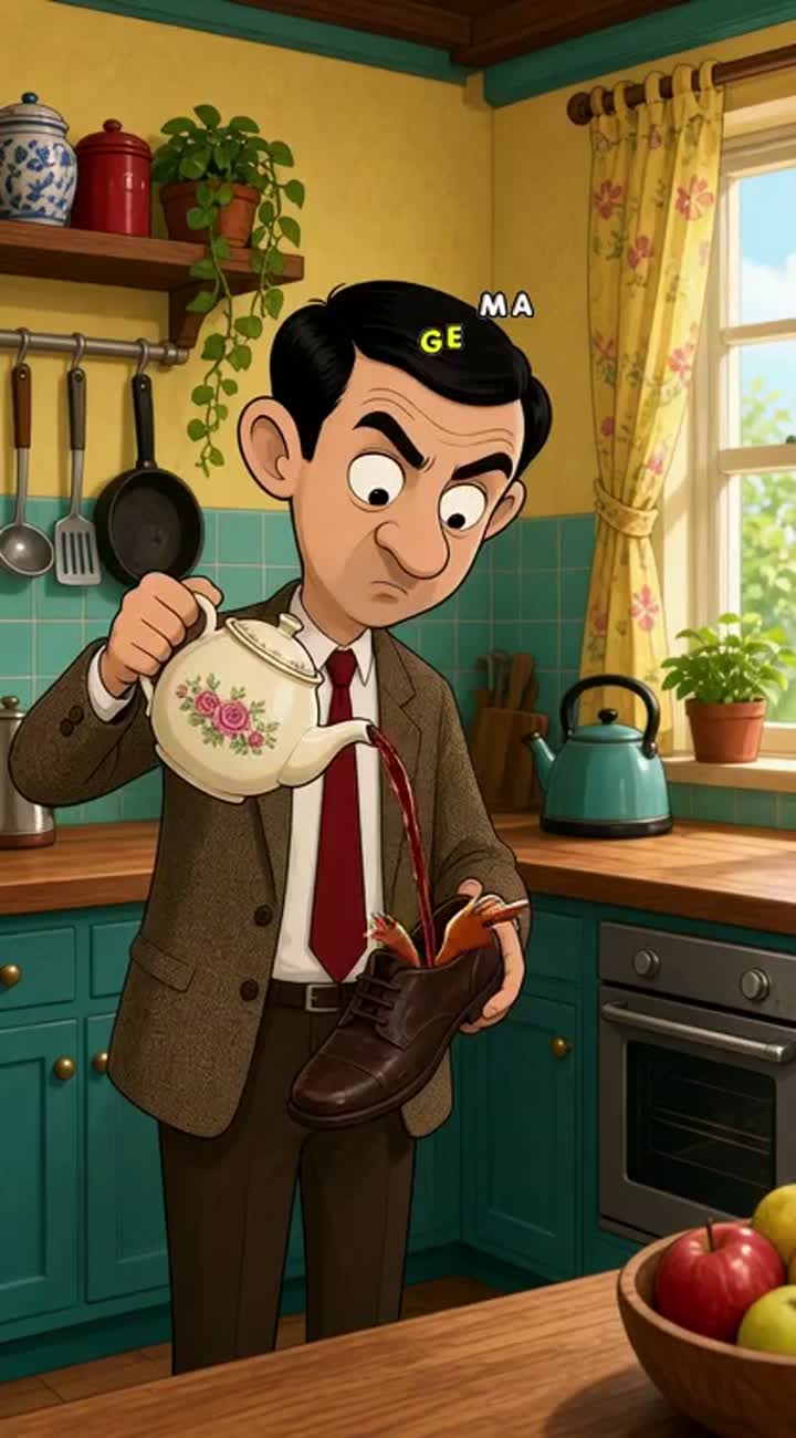 Continue with the exact same character design, Mr — AI cartoon