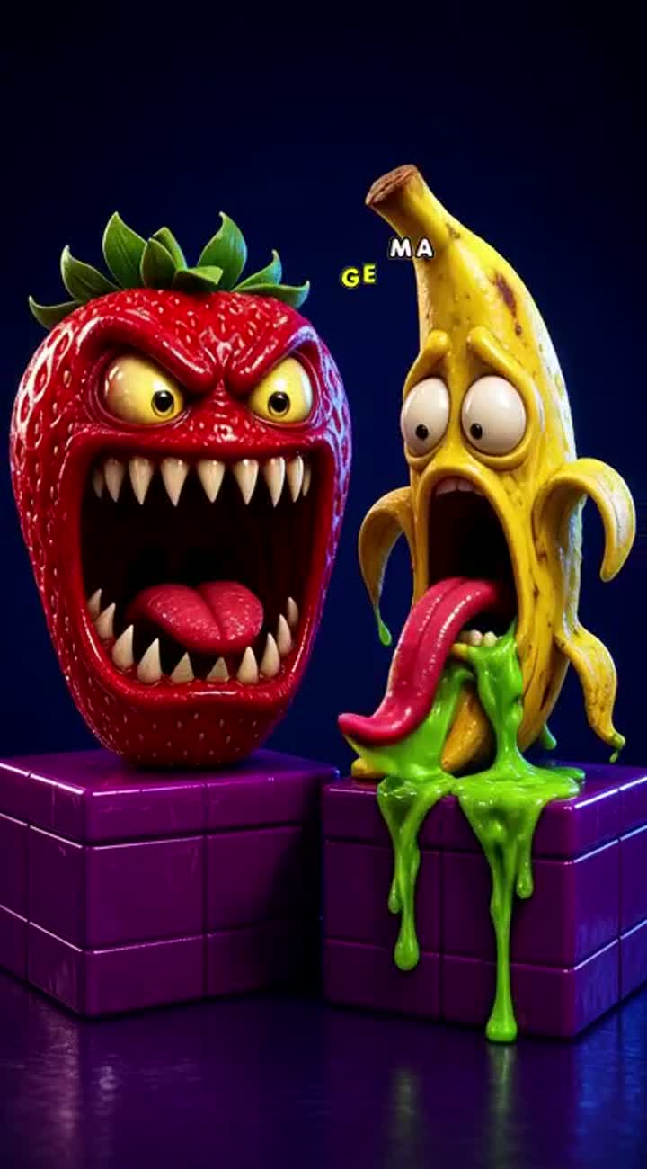 A highly detailed 3D cartoon horror-comedy scene featuring two… — AI cartoon