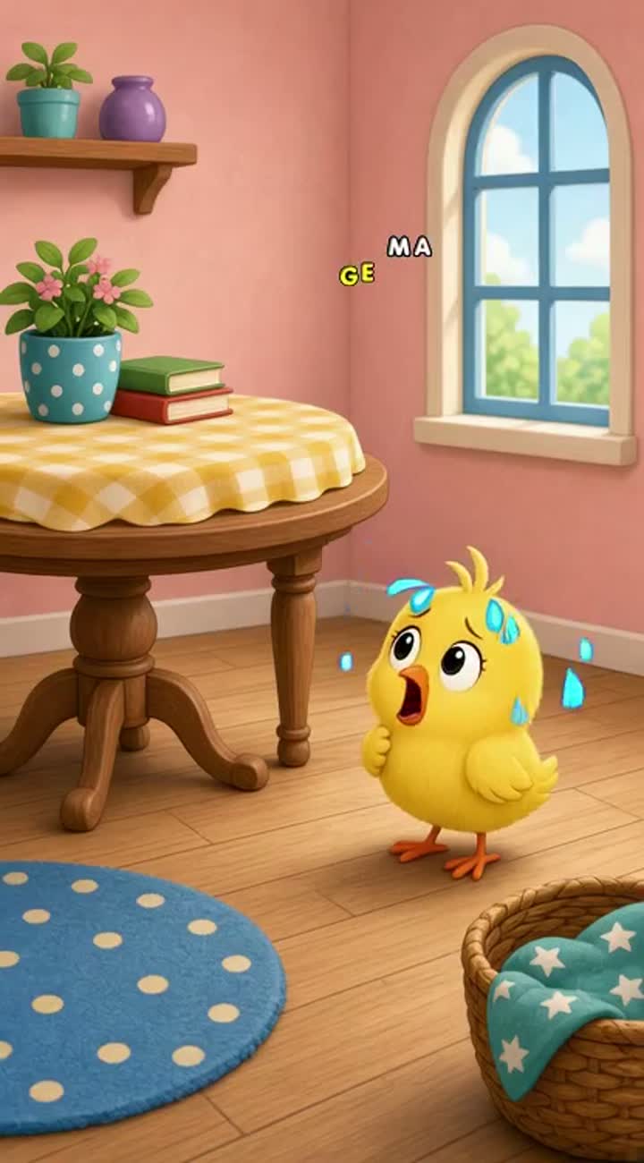Meet Oopsie, a funny little yellow chick! — AI cartoon