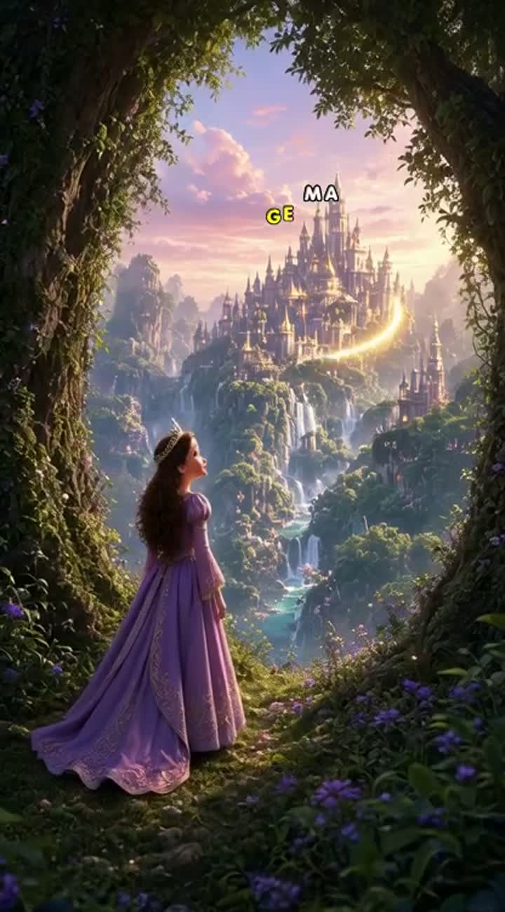 A beautiful young princess discovers a secret magical kingdom… — AI cartoon