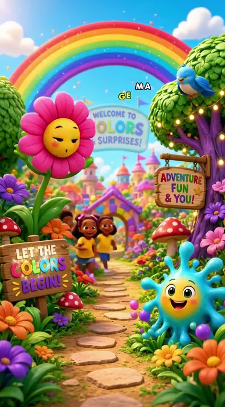 A vibrant, colorful 3D animated cartoon about "A World of Colors… — AI cartoon
